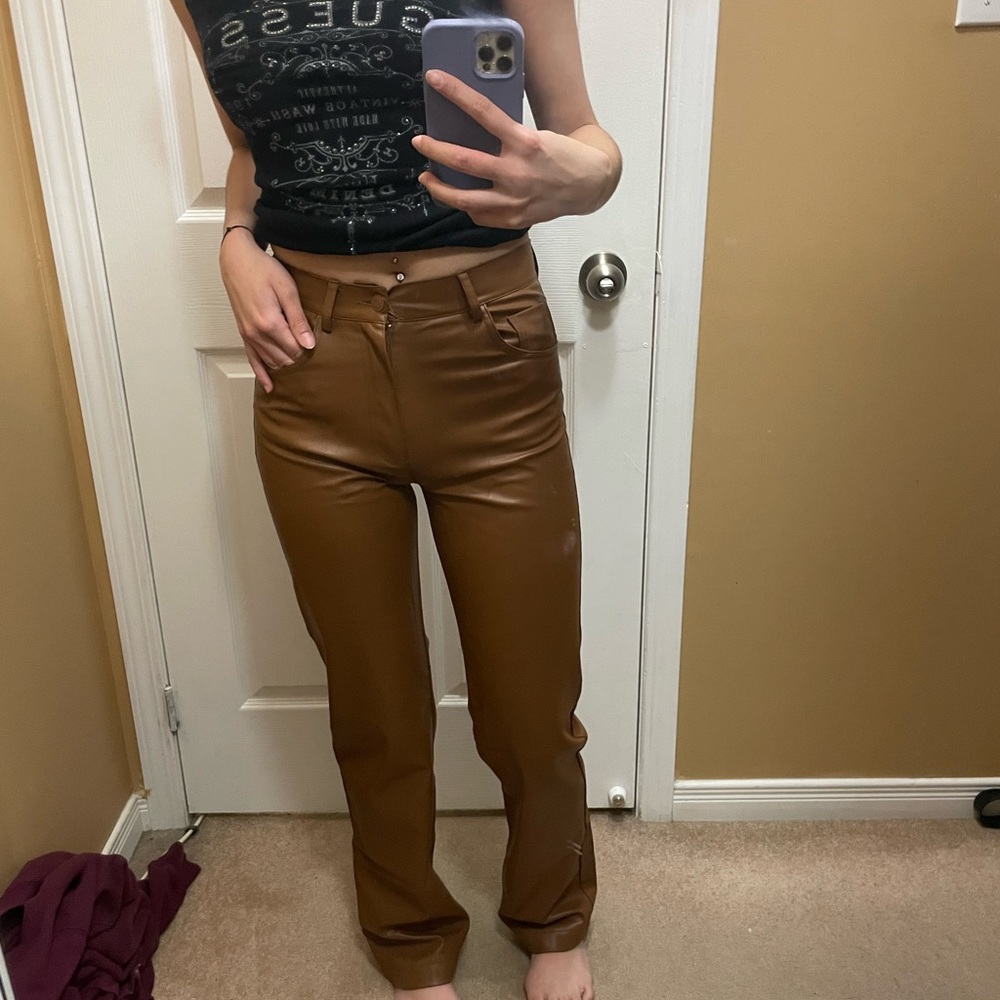 Zara leather pants 🤎